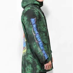 Broken Promises Dark Rider Men's Green & Black Tie Dye Snowboard Jacket -Lib Tech Shop Broken Promises Dark Rider Mens Green Black Tie Dye Snowboard Jacket 355514 alt3 US