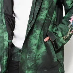 Broken Promises Dark Rider Men's Green & Black Tie Dye Snowboard Jacket -Lib Tech Shop Broken Promises Dark Rider Mens Green Black Tie Dye Snowboard Jacket 355514 alt6 US